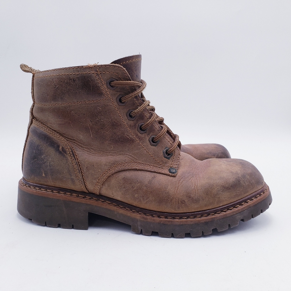 Vintage 90s Y2K American Eagle Combat Boots Brown Leather Lace Up Women's Size 9